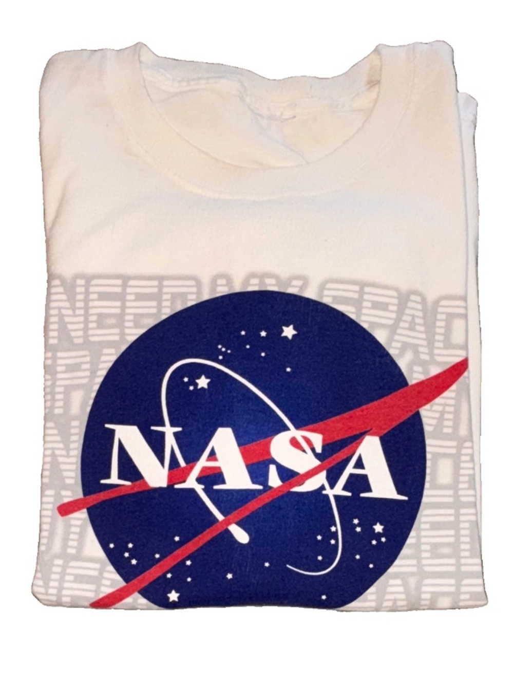 NASA White Graphic Tee with Blue & Red Logo